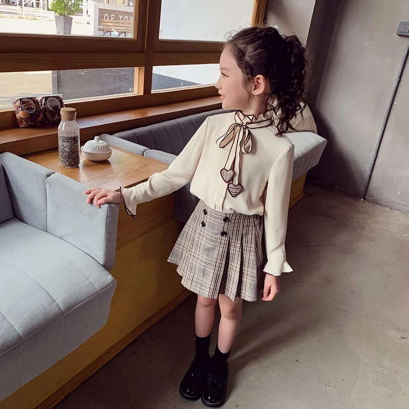 Spring Baby Girls Blouses Kids Bowknot Collar Cotton Shirt Teen Girls Long Sleeve Tops Teenager Blouse 4 5 6 7 8 9 10 14Years