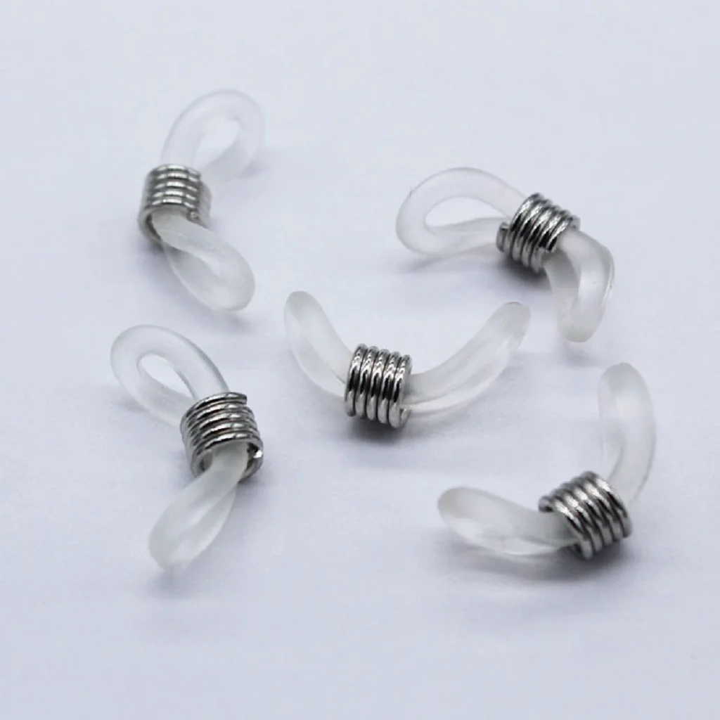 

40 Clear & Black Rubber Ends for Eyeglass Chain Holder Retainer Findings Lot