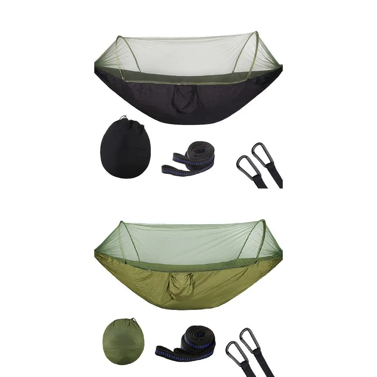 2PCS Outdoor Hammock Hanging Bed with Mosquito Net Camping Swing Tree Tent for Hiking Travel Backpacking