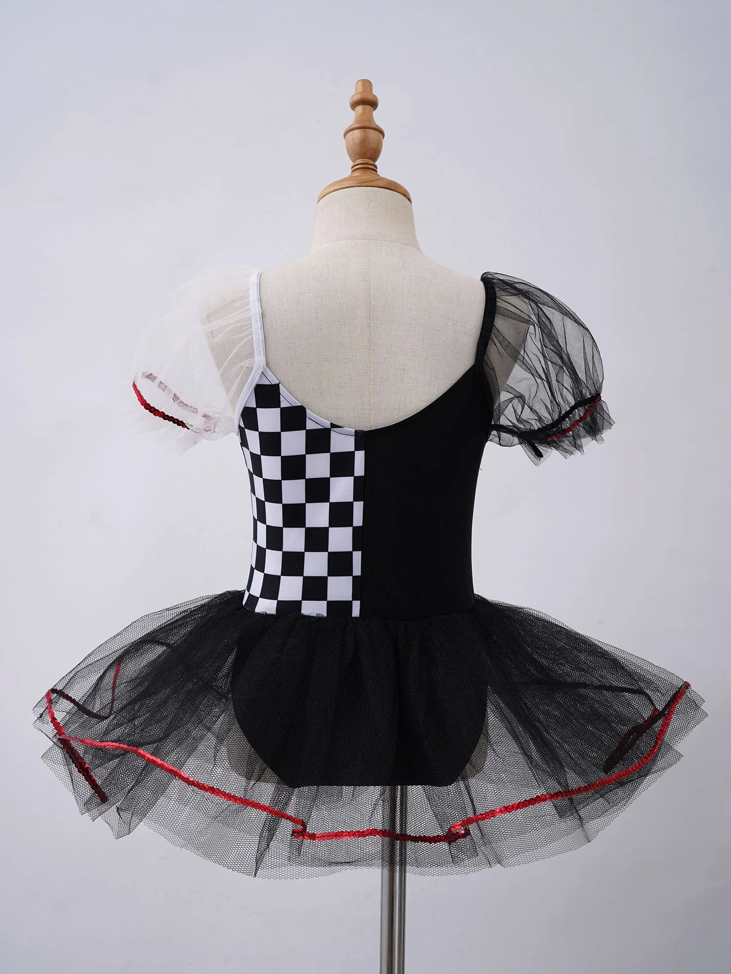 Kids Girls Mesh Tutu Ballet Dress Hearts Checkerboard Print Princess Carnival Party Clown Cosplay Leotard Costume Fancy Dress Up ballet leotard,ballet dress,ballet skirts,girls dance costumes,tutu skirt