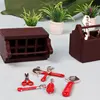 Mini Wooden Toolbox With Repair Tools Miniature Furniture Model Toys for Boy Play Tools Game & 1/12 Dollhouse Decora Accessories 3
