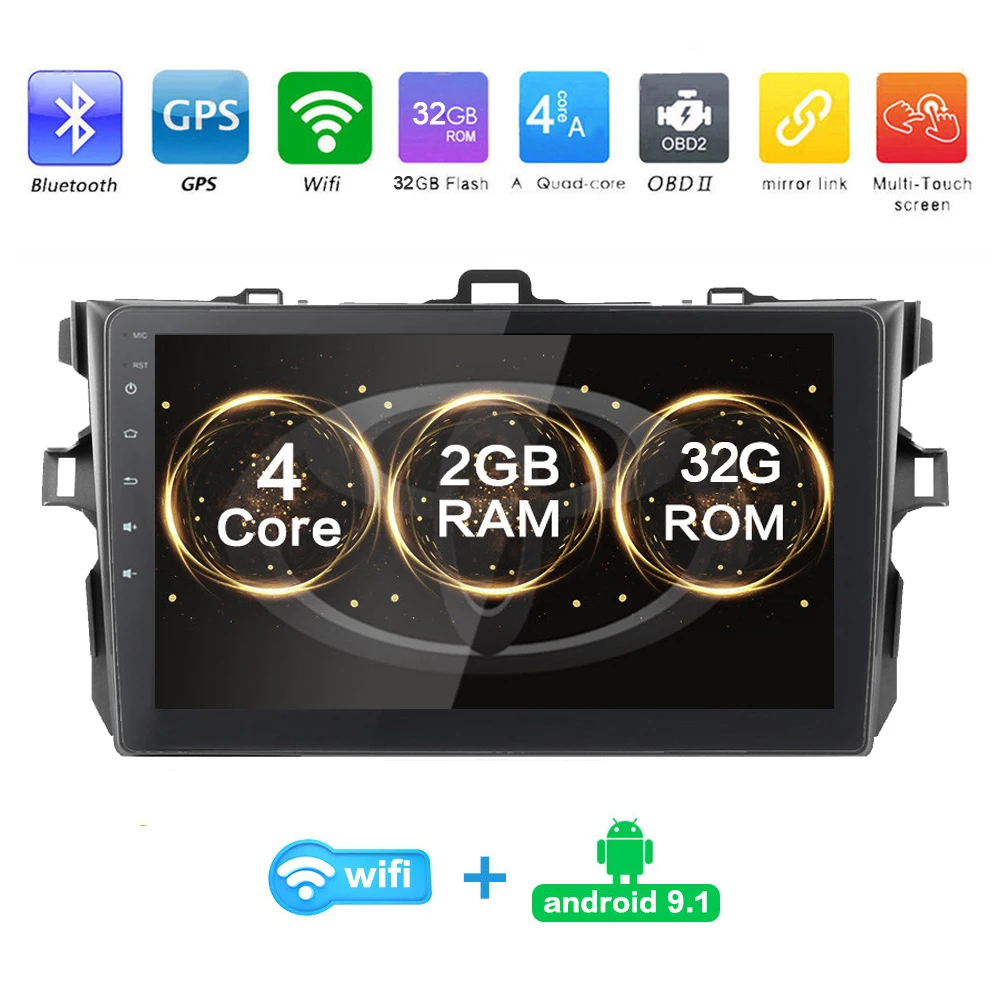 2Din Android 10 1 автомобильное радио для Toyota Corolla E140/150 2006 2007-2009 2010 2011 2012 2013 Автомобильный