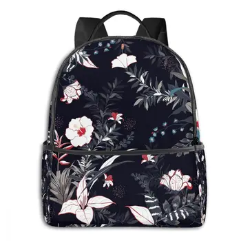 

Backpack Women Fashion Shoulder Bag Dark Navy Blue Tropical Forest School Bag For Teenage Girl Boy Children Backpacks Travel Bag