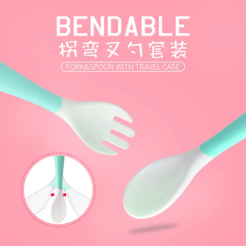 

Shilly Spoon Fork Infants Feeding Tableware Set fu shi shao Infant Baby Feeding Spoon Kit Customizable Logo