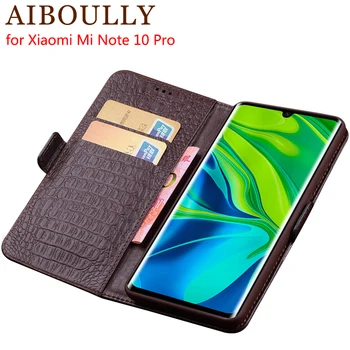 

Genuine Leather Flip Case For Xiaomi Mi Note 10 Pro Protective Phone Cover Leather Wallet Silicon Cases For Xiaomi Note 10