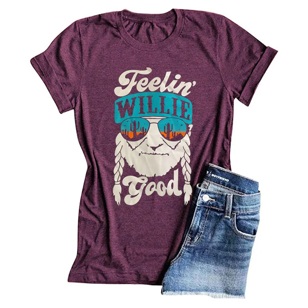 

FEELIN WILLIE GOOD Tshirt 90s Gothic Thanksgiving Women Shirts Vintage Fashion 2020 Print Plus Size Tee Thanksgiving XL
