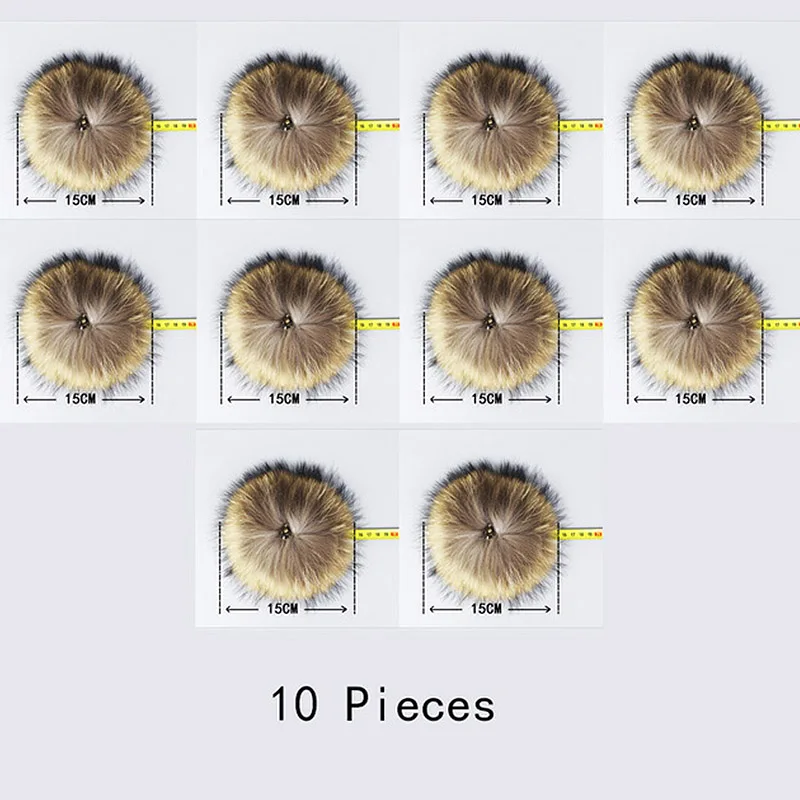 15 см натуральный животный Hairball Hat помпон ручной работы DIY действительно енот большой волос шар шляпа помпон с пряжкой - Цвет: E