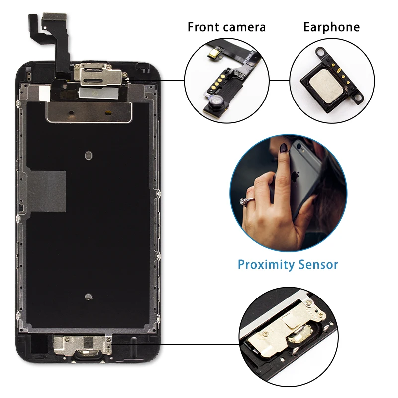 Полный набор экранов для iPhone 5 6 6s 6s Plus класс AAA ЖК-дисплей с кнопкой Home+ фронтальная камера+ ушной динамик+ стеклянная пленка