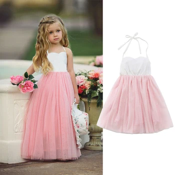 

Brand New Princess Wedding Party Prom Birthday Party Dress Halter Tutu Dresses for Sweet Baby Girl 2-7Y