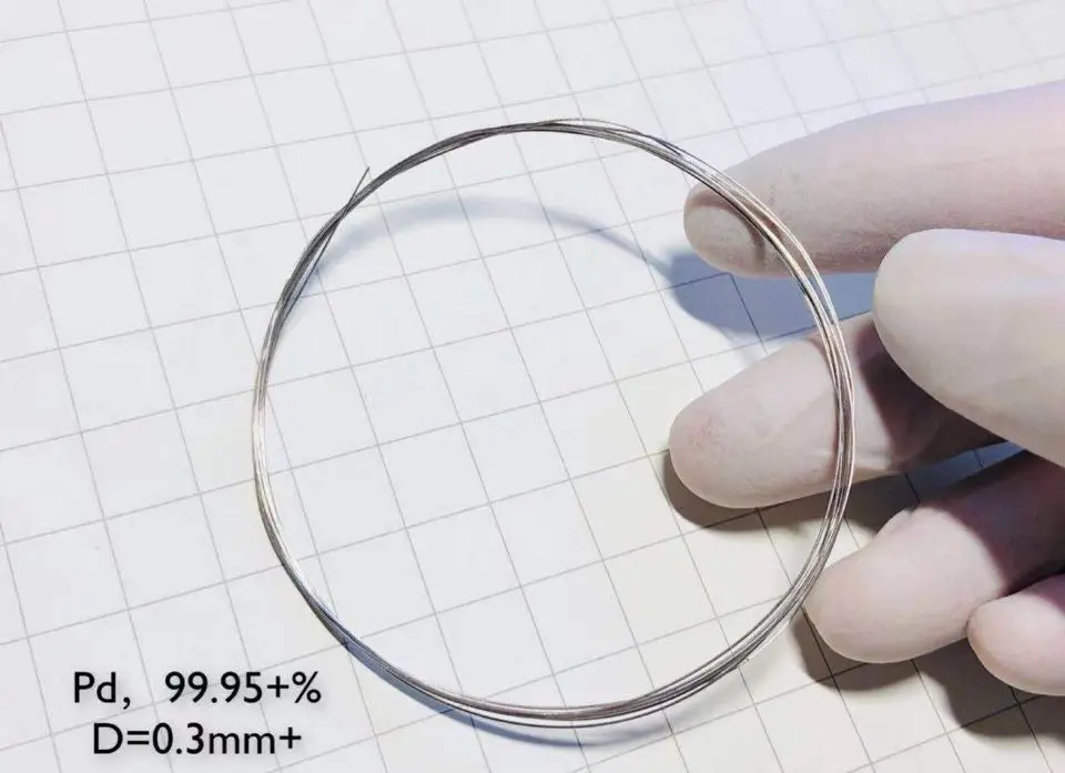 Палладиевая металлическая проволока 99.99% элемент Pd чистый Диаметр 0,3 мм