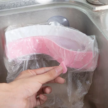 

Kitchen Sink Trash Rack Clips-On Garbage Rack Folder Sink Garbage Bag Rack Kitchen Accessories BJStore