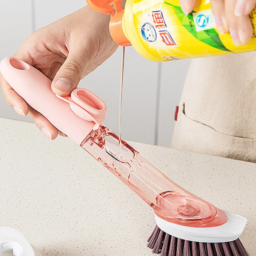 

Multifunction Cleaning Brush With Detachable Head Sponge Brush With Detergent Dispenser Dish Bowl Pot Washing Brush