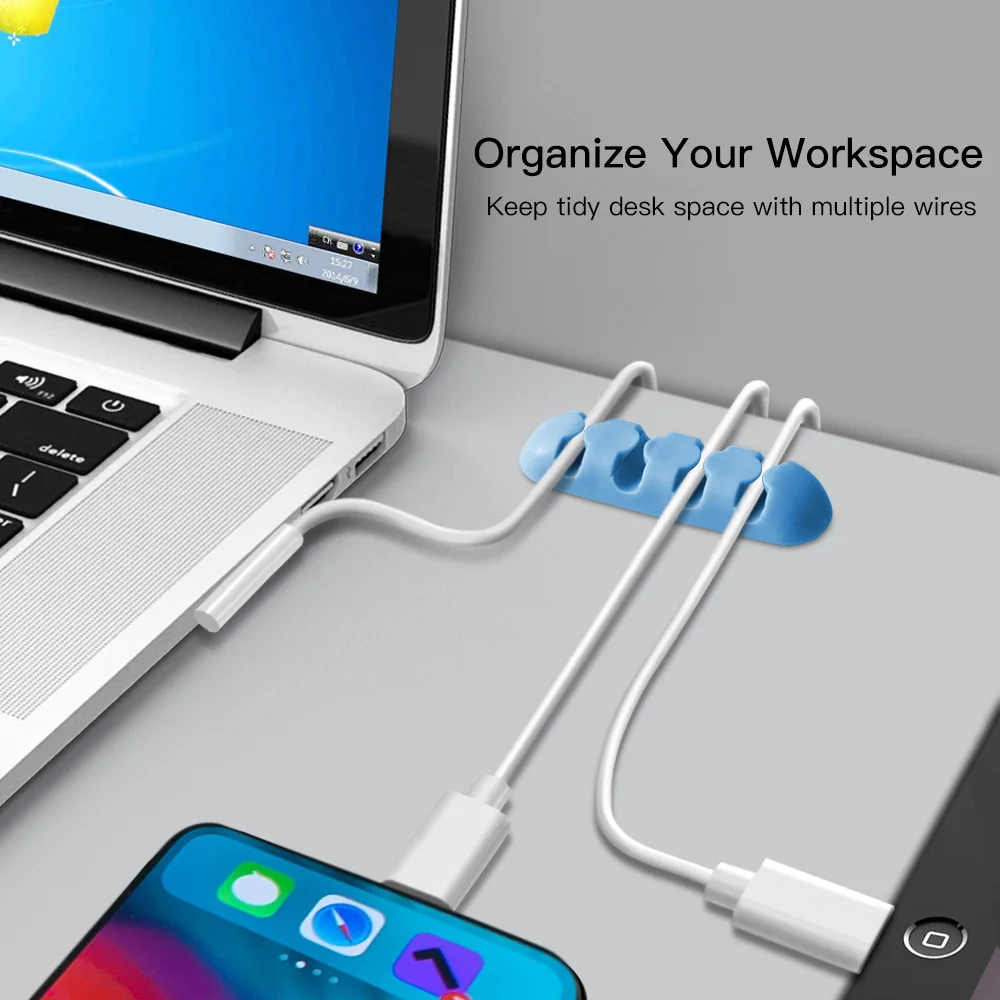 2 шт. USB кабель органайзер для телефона данных зарядный шнур зажимы управление наушники устройство для сматывания кабеля гибкий силиконовый провод держатель