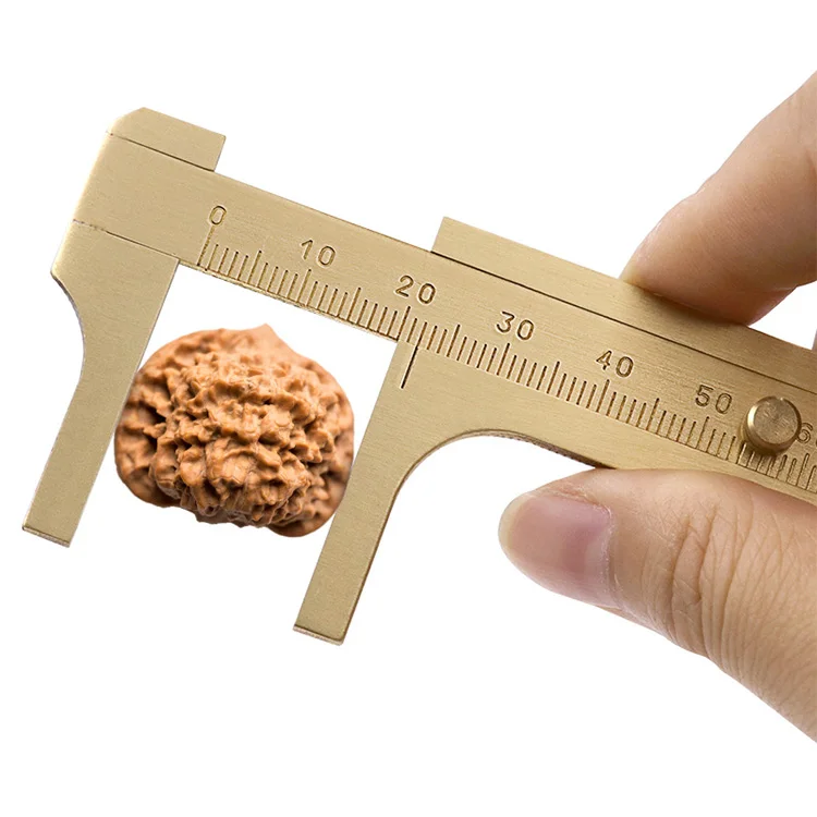 Description Picture 6 of item0-120mm Mini Brass Caliper Pure Copper Vernier Double Single Scale Measuring Ruler Retro Portable