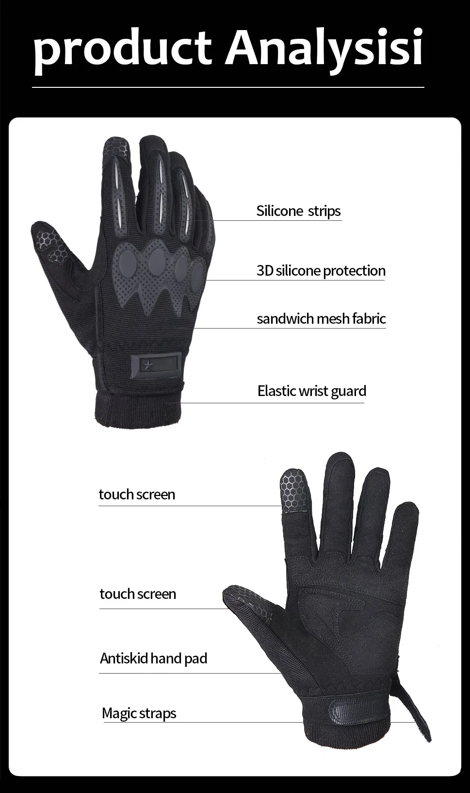 SEIPAIKE Touchscreen Motorcycle Gloves Artificial Leather Knuckle Full Finger Protective Gear Racing Biker Riding Moto Motocross winter gloves for men