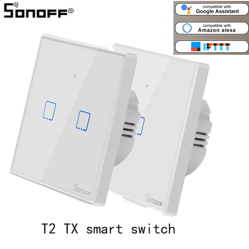 Умные переключатели SONOFF T2 TX с 2/1 клавишами Wi Fi умный переключатель для Google Home Alexa