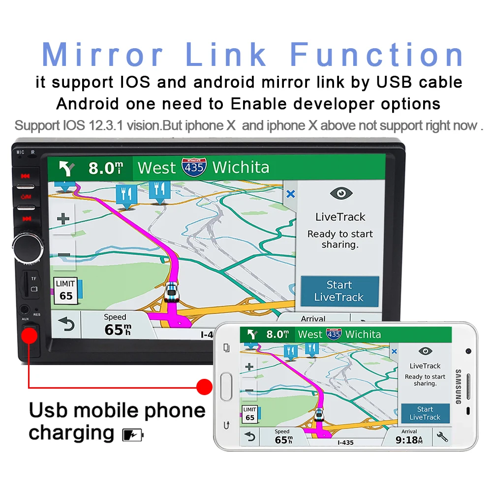 Автомагнитола 2 Din 7 дюймов Android сенсорный экран стерео мультимедийный плеер SD USB AUX