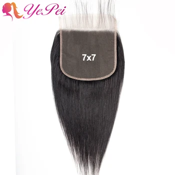 

Brazilian Straight 7x7 Closure Human Hair Lace Closure with Baby Hair Swiss Lace 8- 24 Inch Natural Color Remy Yepei Hair