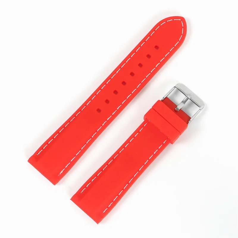 red 1 18 мм 20 мм 22 мм силиконовый ремешок резиновый ремешок для часов Seiko 5 SRP SKX007 ProPex PADI Casio Edifice часы браслет спортивный человек - Цвет ремешка: red 1