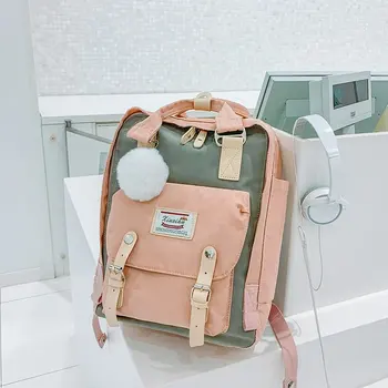 

New Preppy Teenage Girl Backpack Casual Pure Color Women Travel Bag Fashion Double School Bag Female Mochila Bagpack Pack Design