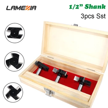 

LAMEZIA 3pcs 1/2 Handle Carbide T-Slot Milling Cutters Kit Four-edge Slot Knife For Woodworking Carving Professional Hand Tools