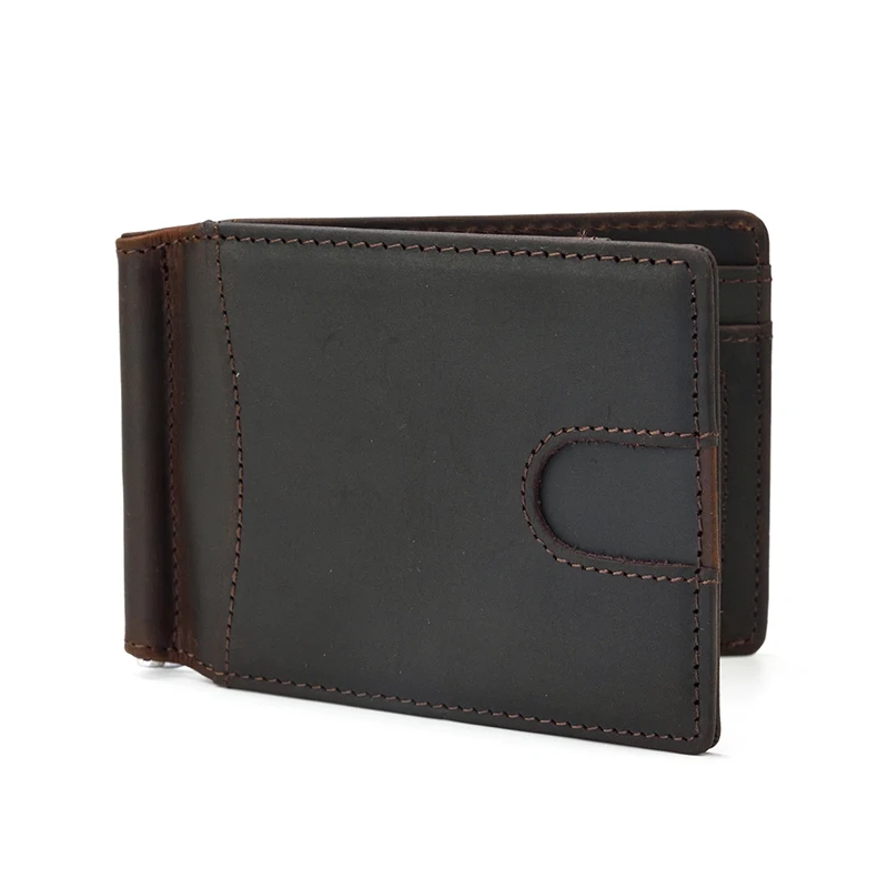 Top Grade Brand Genuine Leather Money Clip Wallet Dollar Cash Card Cowskin Male Men's Clip Purse Men Wallets Biflod Male leather bill organizer