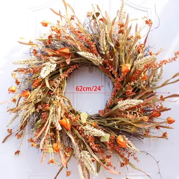 

24 inch Artificial Fall Harvest Fall wreaths for front door Thanksgiving Decor 28TC
