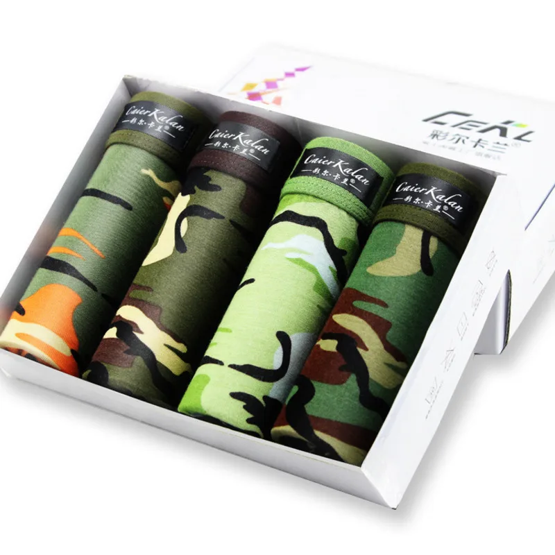 Боксеры мужские камуфляжные 4 шт./лот пикантное нижнее белье шорты-боксеры