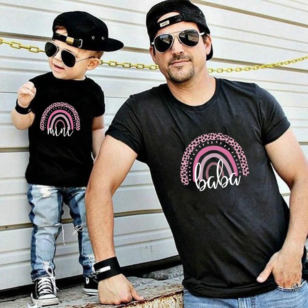 BABA And MINI Модная хлопковая семейная Одинаковая одежда для отца сына дочери детская