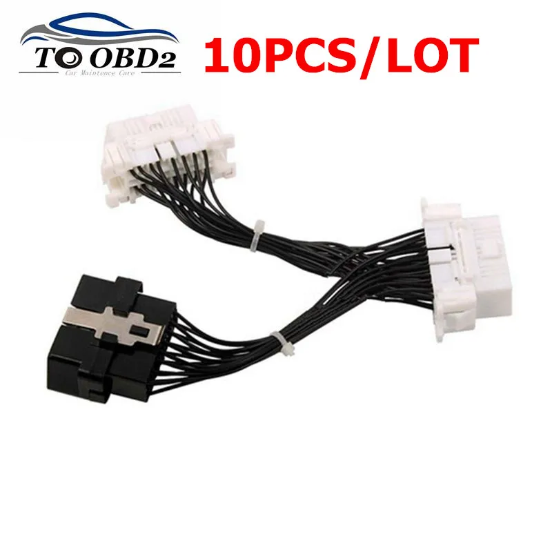 10 шт./лот оптовая продажа OBD OBD2 Расширение Y сплиттер кабель 16PIN Разъем Разъемы Male к