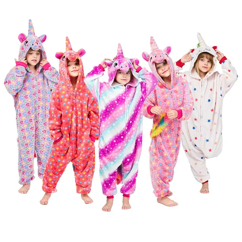 

Unicorn Onesie Girls Kigurumi Pajama Cartoon Animal Pyjamas Cute Kawaii Sleepwear Children Kids Zipper Suit Winter Warm Overall