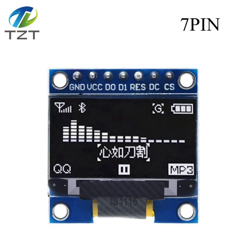 TZT 0.96 inch IIC Serial White OLED Display Module 128X64 I2C SSD1306 12864 LCD Screen Board GND VCC SCL SDA 0.96" for Arduino - Цвет: 0.96 7PIN White
