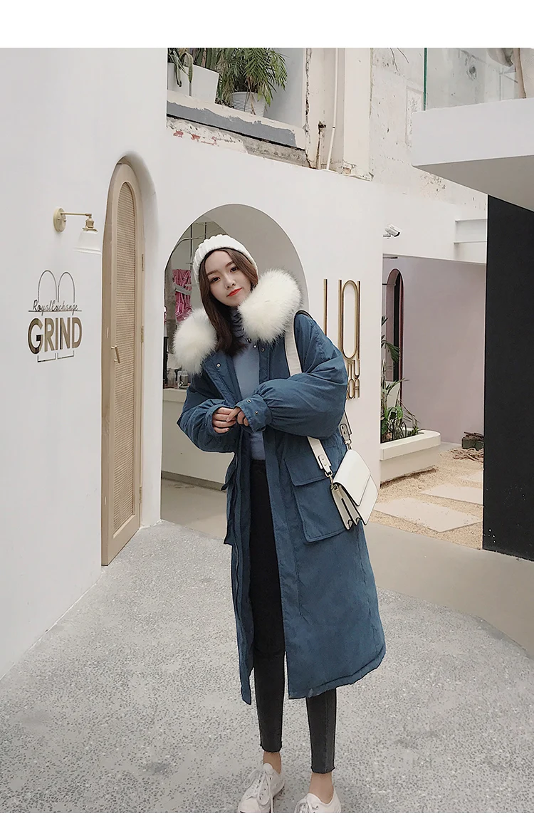 Kemai Photo Shoot, стиль, пуховик, хлопковая стеганая одежда, женский корейский стиль, длинный большой меховой воротник, хлопковый стеганый сгусток