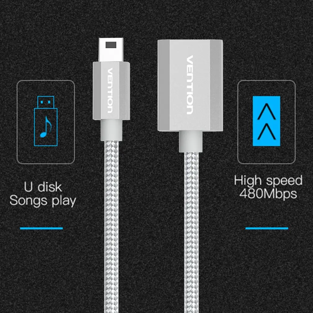 Vention высокоскоростной передачи мини USB2.0 OTG кабель OTG адаптер для камер U диск чтения карт MP4 0,25 м