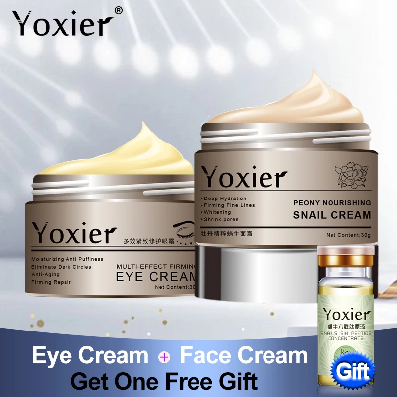 Yoxier Snail Eye Cream Face Cream Anti-aging Remove Eye Bag Lifting Firming Fine Lines Facial Skin Care Buy 2 Get 1 Free Gift-0