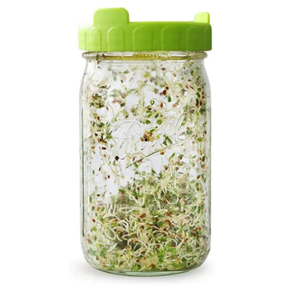 1PC Food Bottle Grade Mesh Sprout Cover Kit Seed Crop Germination Strainer Silicone Sealing Ring Lid Mason Jar Germination