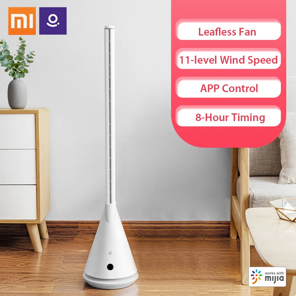 

Xiaomi Mijia Leshow Smart Bladeless Standing Fan SS4 Intelligent Leafless Pedestal Fan 11 Speed Wind Timing Household Air Cooler