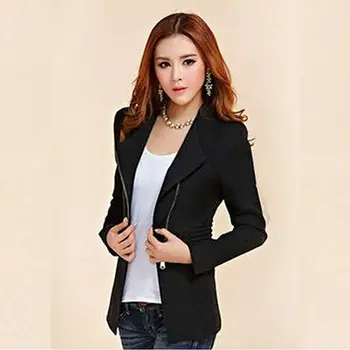 

Women Casual Long Sleeve Cardigan Suit Coat Zipper Blazer Biker Jacket Outwear Tops Blazers new