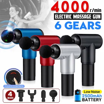 

4000r/min Therapy Massage Guns 6 Gears Muscle Massager Pain Sport Massage Machine Relax Body Slimming Relief With 4 Heads