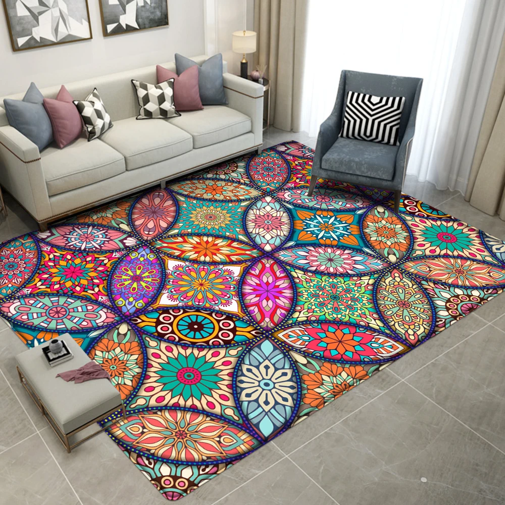 Alfombra Infantil Rectangle Mandala Series Floral Pattern Rug Floor Non-slip For Living Room Bedroom Large Carpet Free Shipping |