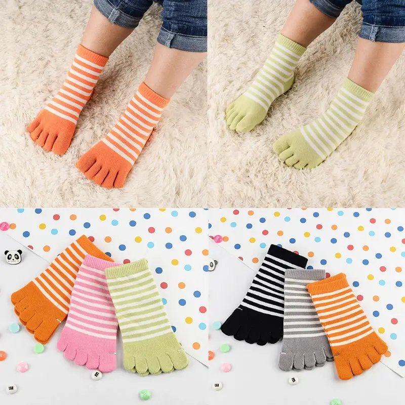 1 пара детских хлопковых полосатых носков с 5 носками, Повседневные Носки для мальчиков и девочек, Популярные носки