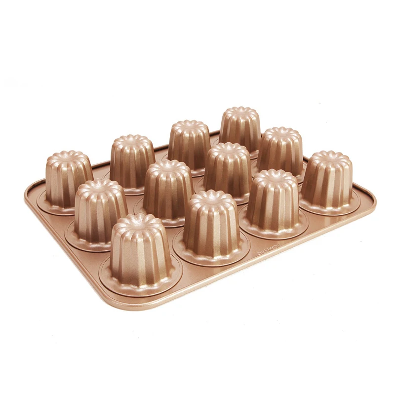 Cannele металлическая Форма для торта Золотая 12 чашек антипригарные формочки для выпечки кухонная посуда для выпечки
