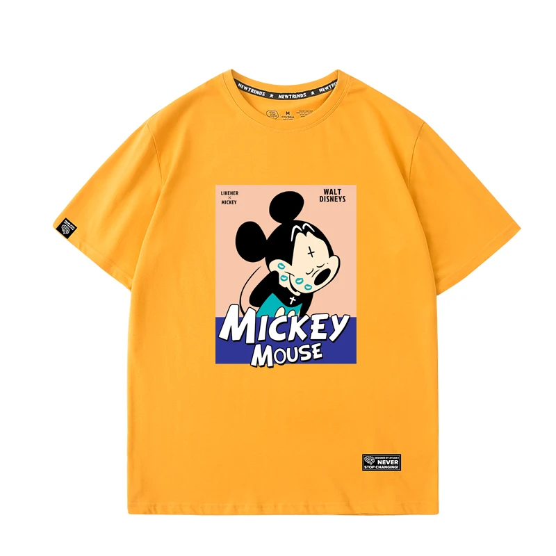 Disney стильный милый Микки Маус мультфильм Письмо печати О-образным вырезом Пуловер с коротким рукавом Футболка Модные женские свободные футболки Топы 5 цветов