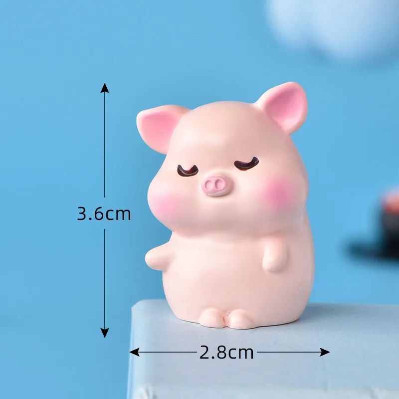 Cute Pink Pig Mini Miniature Figurine DIY Fairy Garden Doll Home Decoration Micro Landscape Kawaii Accessories Resin Crafts 1Pc