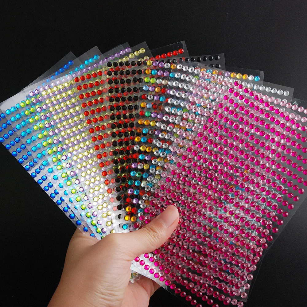 50pcs Round 10mm Self Adhesive Rhinestone Sticker Gems/Stick