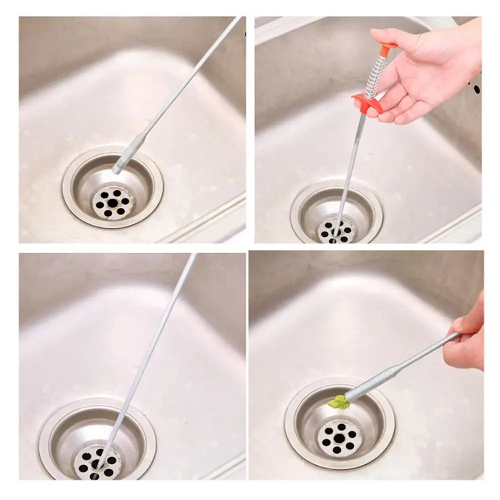 Hand Pinch Pressure Spring Pipe Sink Anti Blocking Cleaning Clip