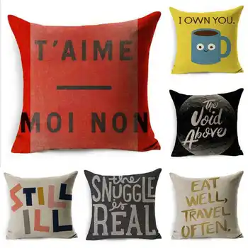 

Fashion Letter Pattern Pillow Case Cotton Linen Cushion Case Room Decor Single Sides Printing 45*45CM