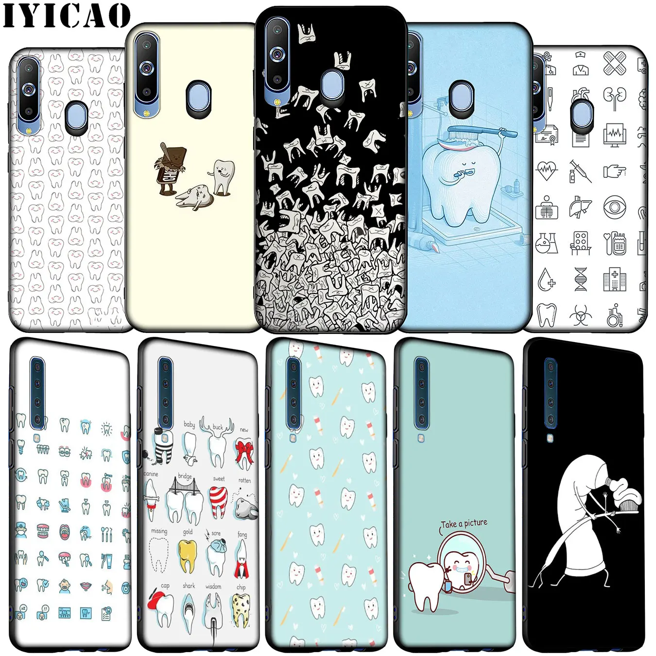 

IYICAO Dentist Dental Crowned Tooth Soft Silicone Case for Samsung Galaxy A70 A50 A60 A40 A30 A20 A10 M10 M20 M30 M40 Cover