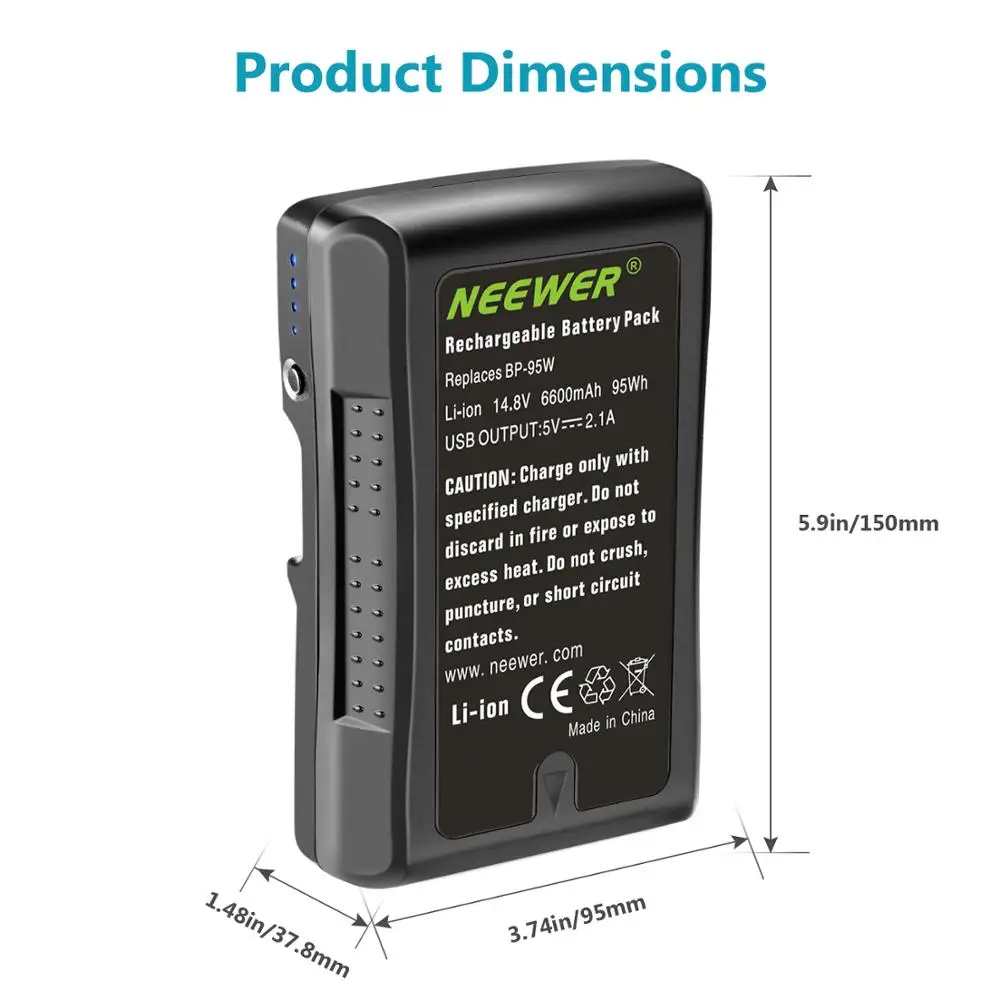 Neewer V Mount/V Lock battery-95Wh 14,8 V 6600mAh литий-ионная аккумуляторная батарея для трансляции видеокамеры, для sony HDCAM