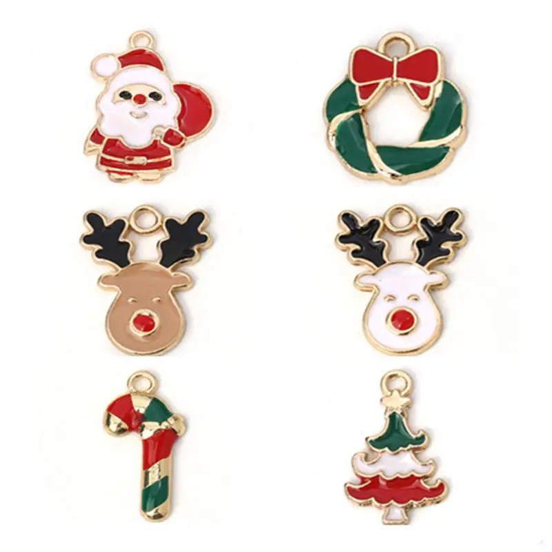 

Doreen Box 10PCs 2019 New Christmas Element Series Pendant Santa Claus Golden Color Enamel Zinc Based Alloy Charms Accessories
